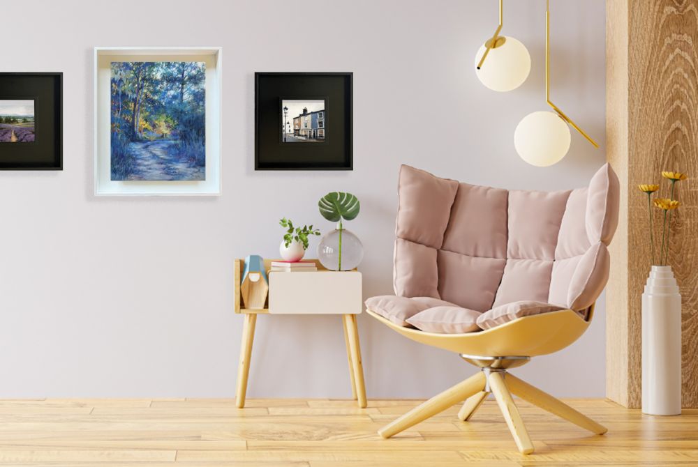 Window Mount: oil on Ampersand Gessobord, Float Mount: Colored Pencil on Ampersand Pastelbord, Window Mount: acrylic on Ampersand Gessobord