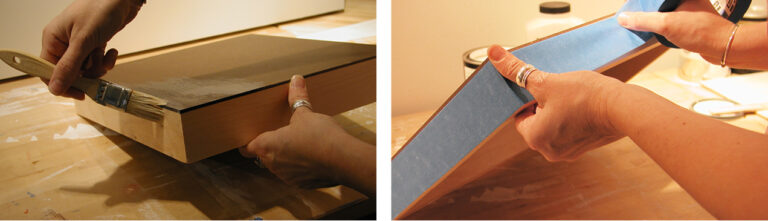 Sealing and priming wood panel art surfaces with acrylic gesso or